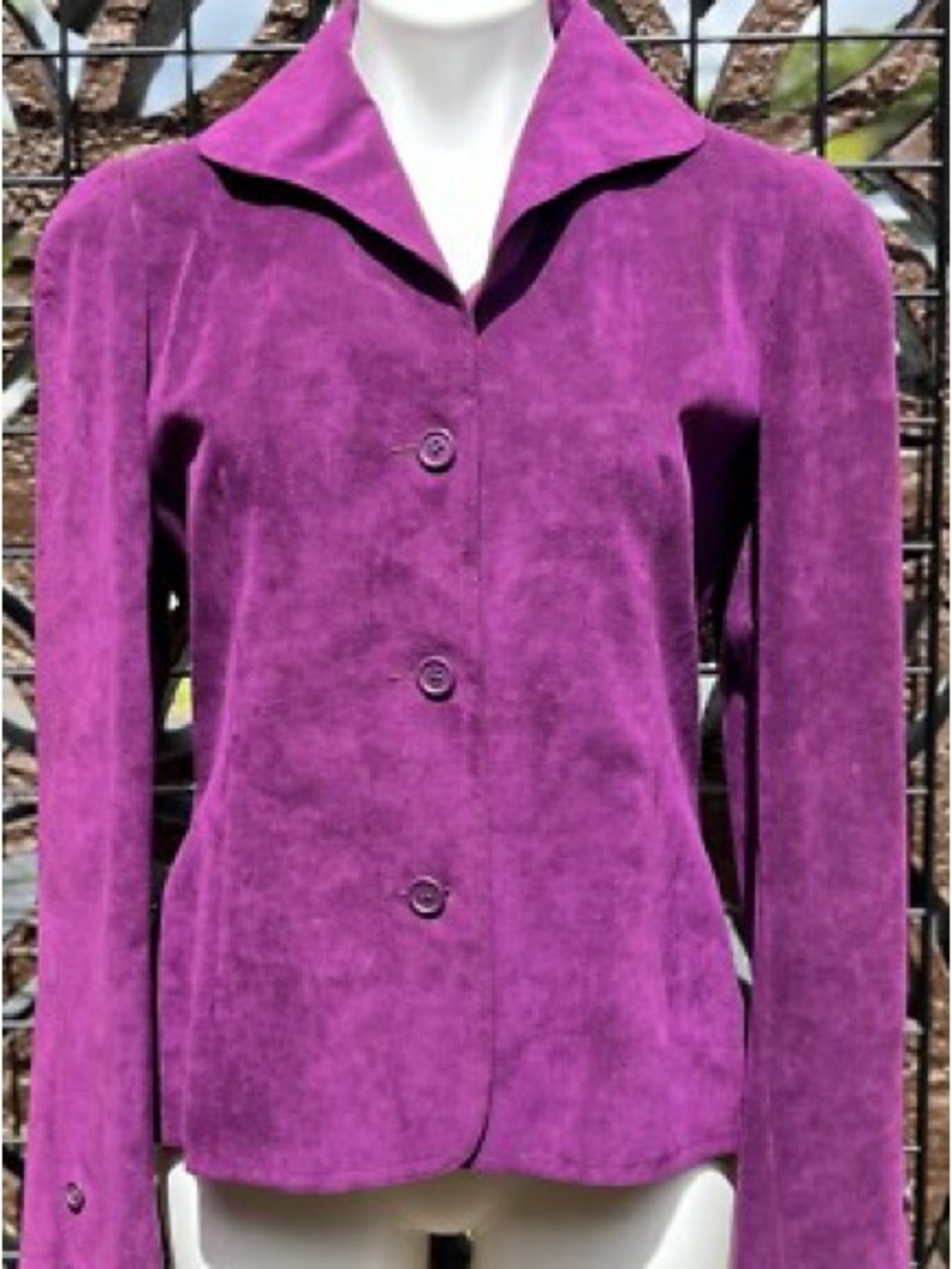 Vintage Halston Purple Ultrasuede Button Jacket